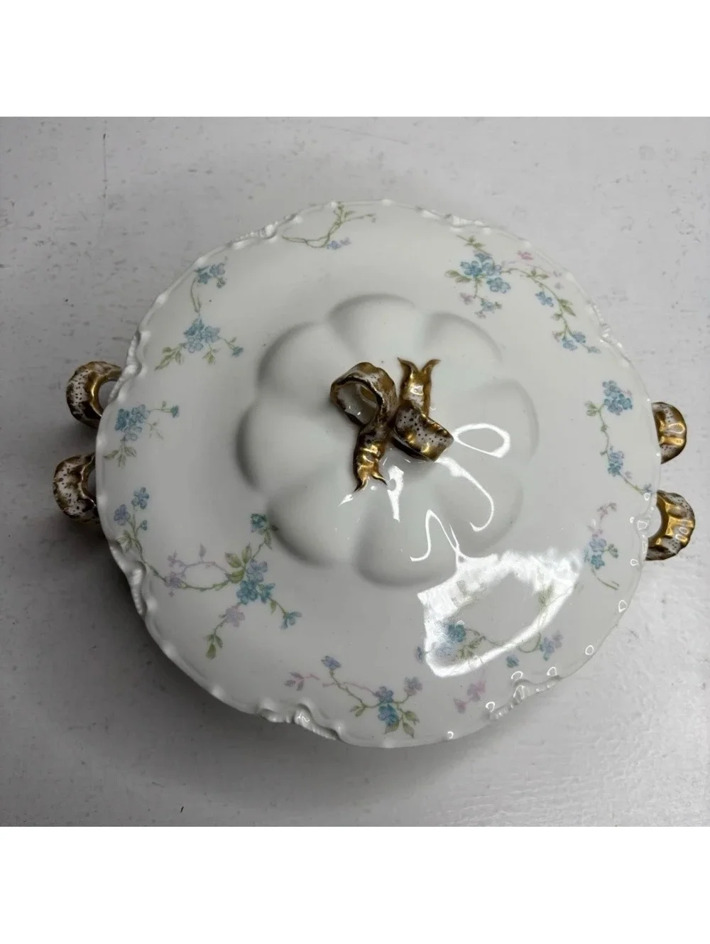 Antique Haviland Limoges Schleiger 441b Blue Floral Covered Vegetable Tureen